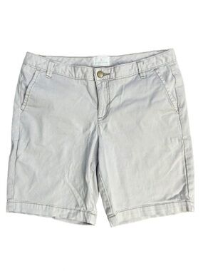 Caslon Khaki Flat Front Stretch Cotton Everyday Summer Utility Shorts Size 8